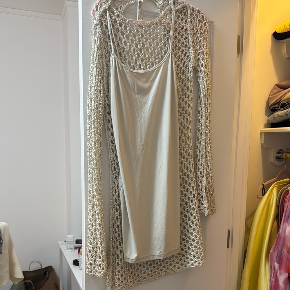 Cream Crochet Overlay Dress